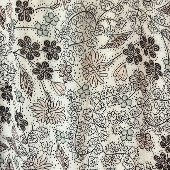 LOFT cream colored dress with pink, mint, and grey/navy floral pattern. - Picture 2 of 6